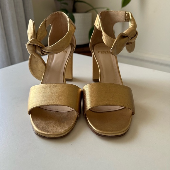 Festa Made in Italy Block Sandal Shoes Open Toes in Gold Size EU 37 1/2 - Picture 4 of 16
